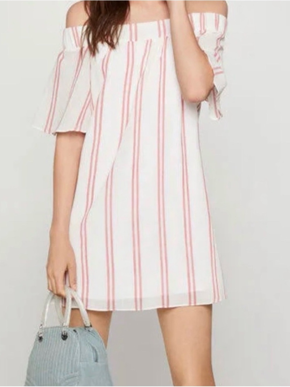 Off-Shoulder Red Stripe Summer Dress Size Large Like New!